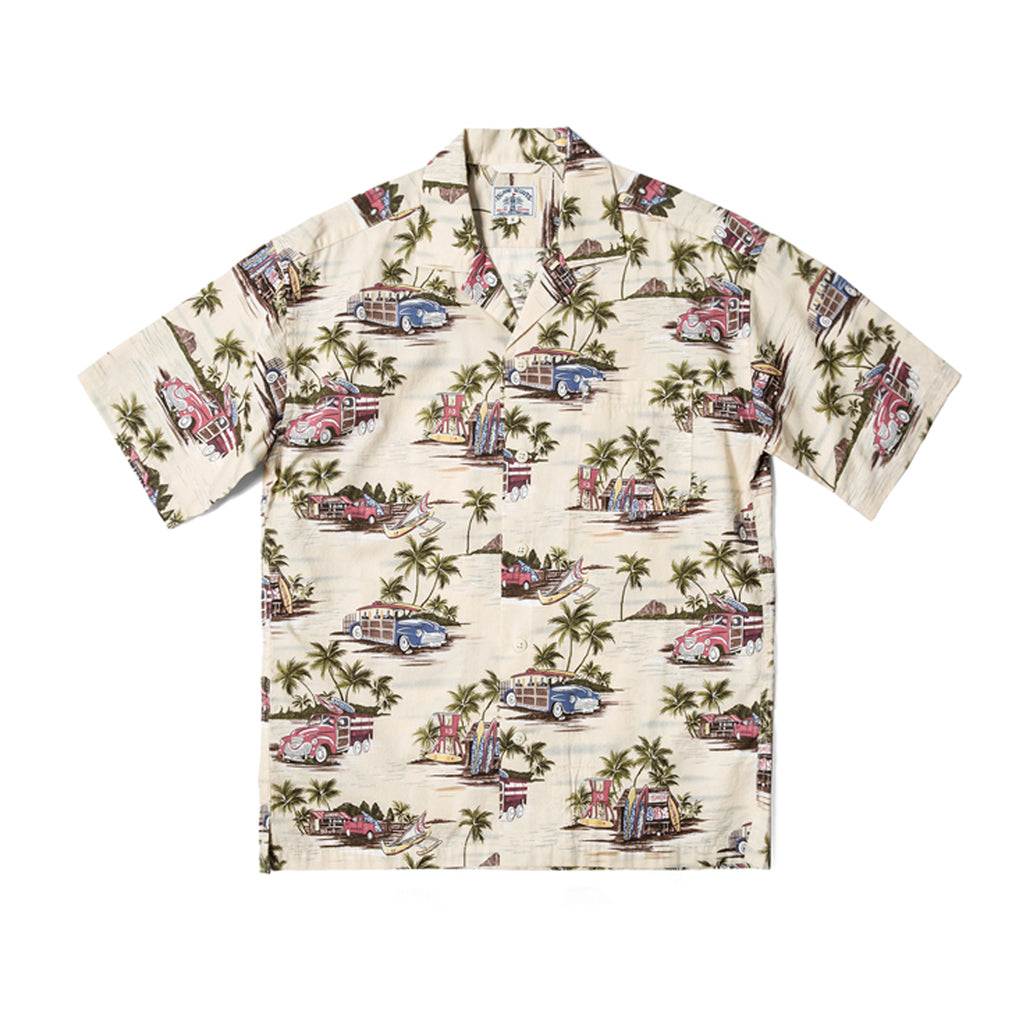 Beach Print Hawaii Shirt -Beige