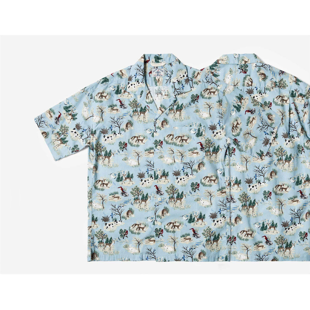 Forest Print Hawaii Shirt - Ocean Blue