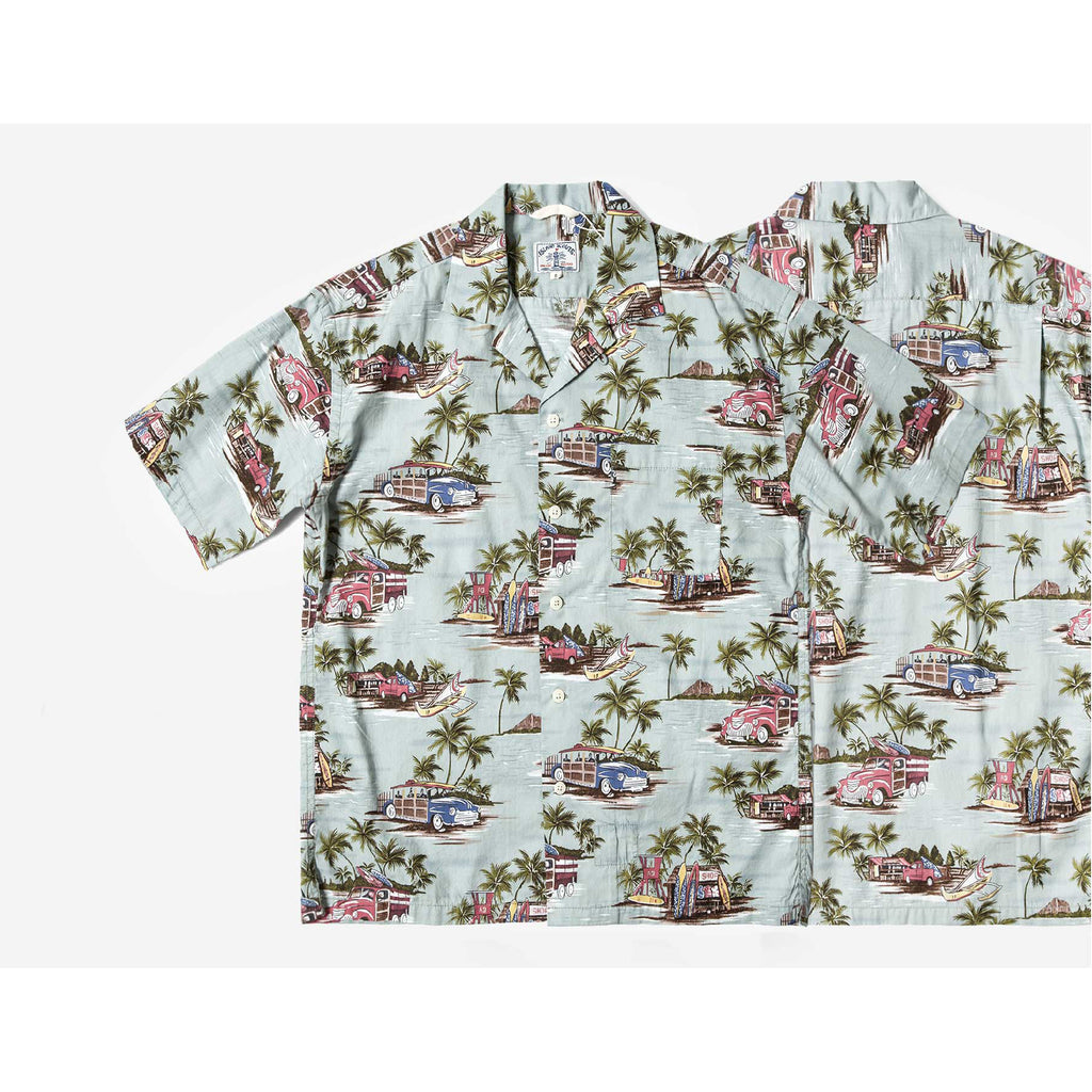 Beach Print Hawaii Shirt -Blue