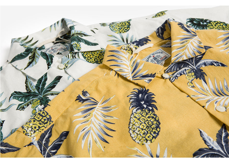 Pineapple Print Hawaii Shirt  - Yellow
