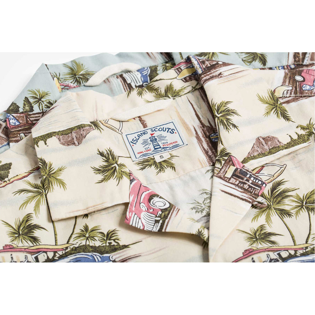 Beach Print Hawaii Shirt -Beige