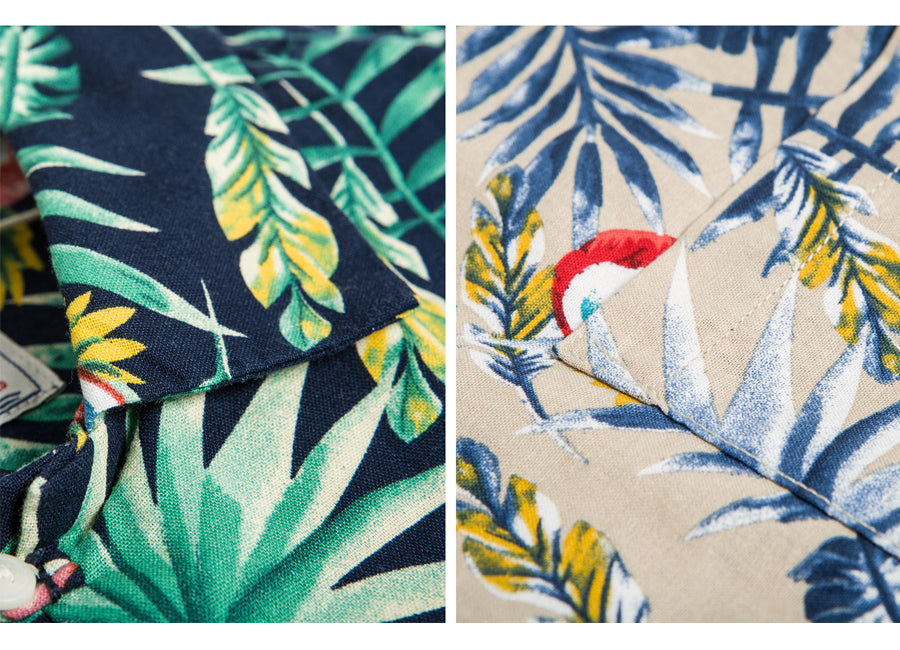 Tropical Print Hawaii Shirt - Black