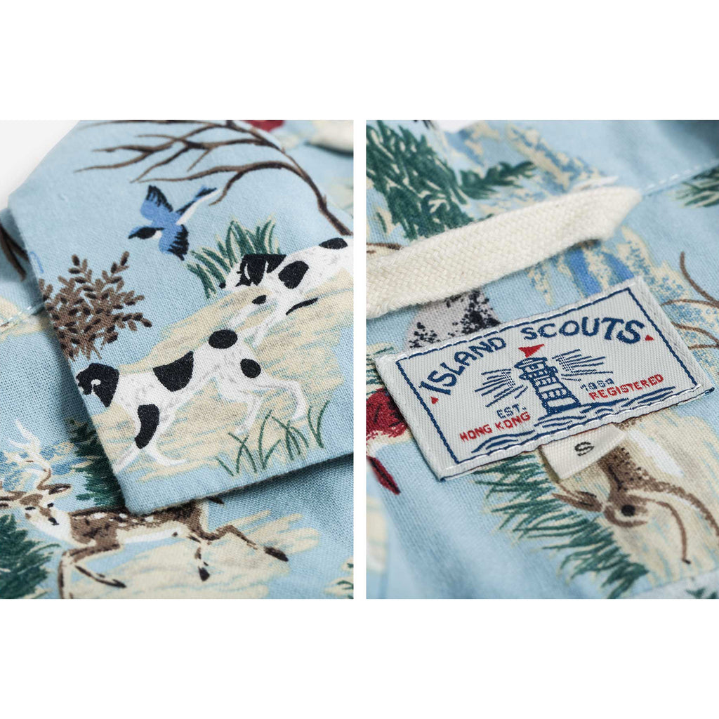 Forest Print Hawaii Shirt - Ocean Blue