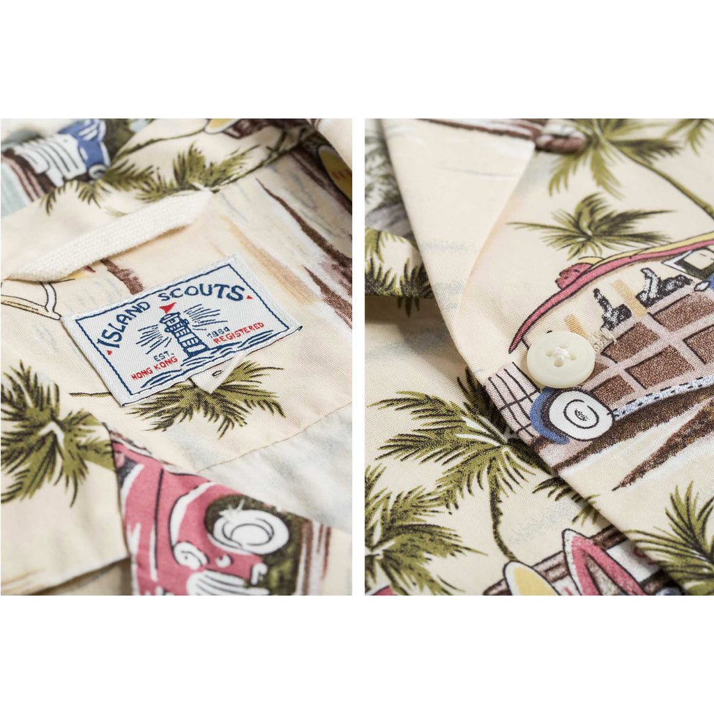 Beach Print Hawaii Shirt -Beige