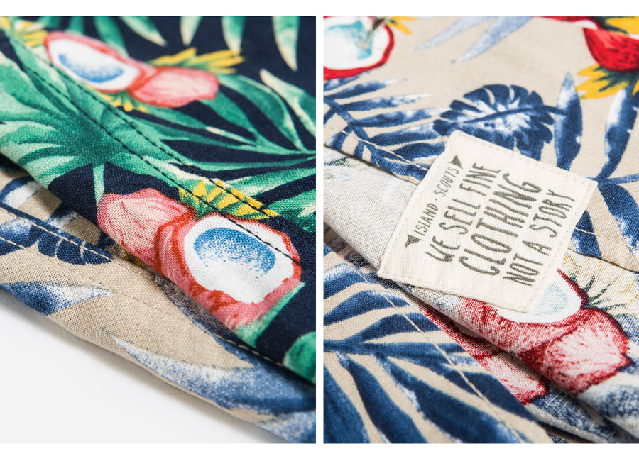 Tropical Print Hawaii Shirt - Black