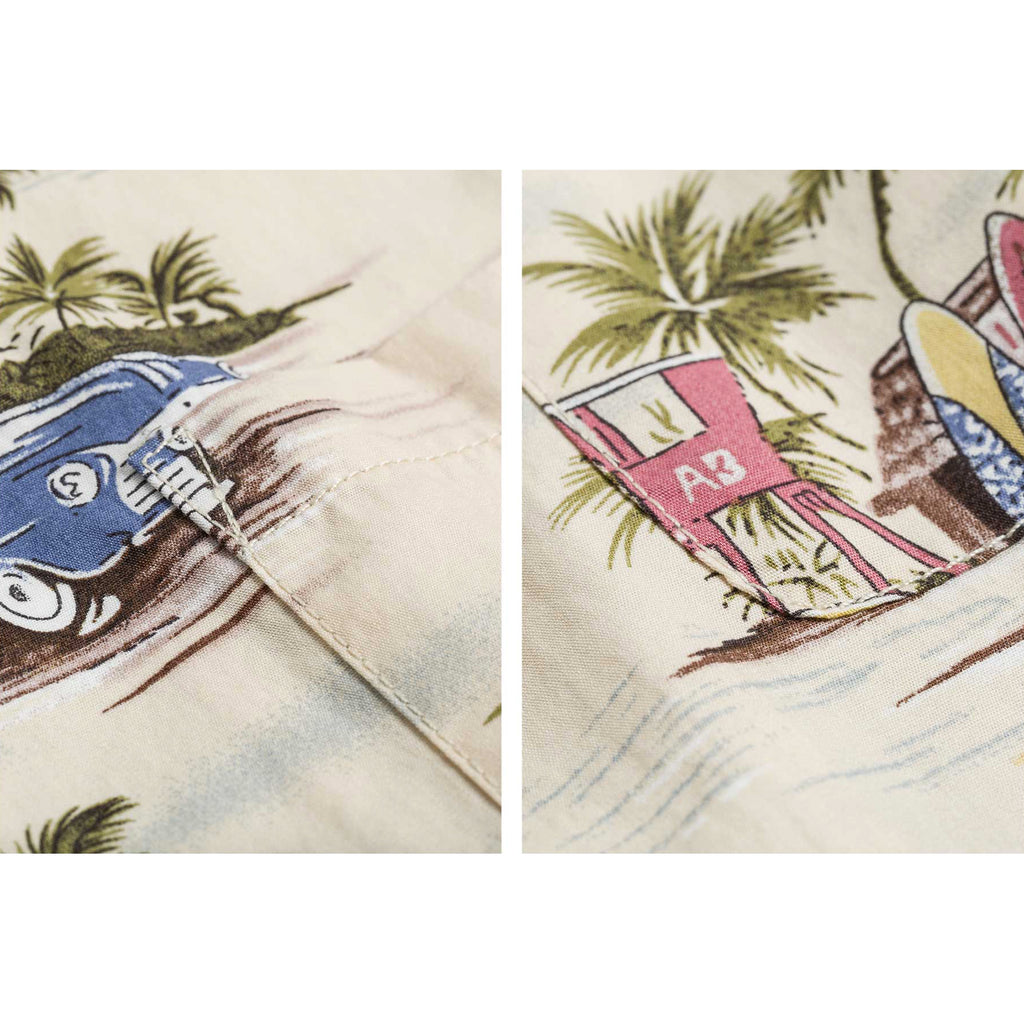 Beach Print Hawaii Shirt -Beige