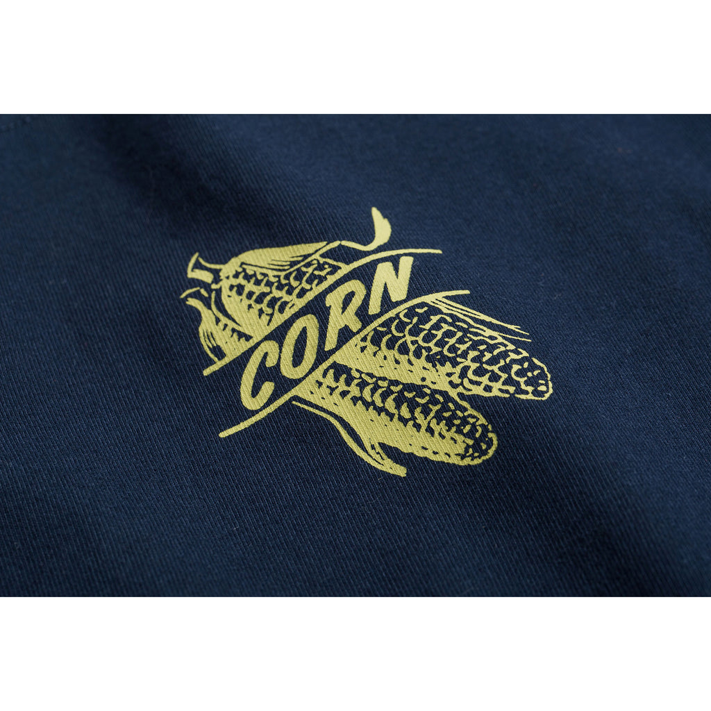 280g Cotton Tubular Tee With Corn Print in Navy