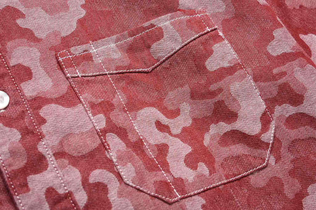 Yarn Dyed Red Camouflage Long Sleeve Worker Shirt