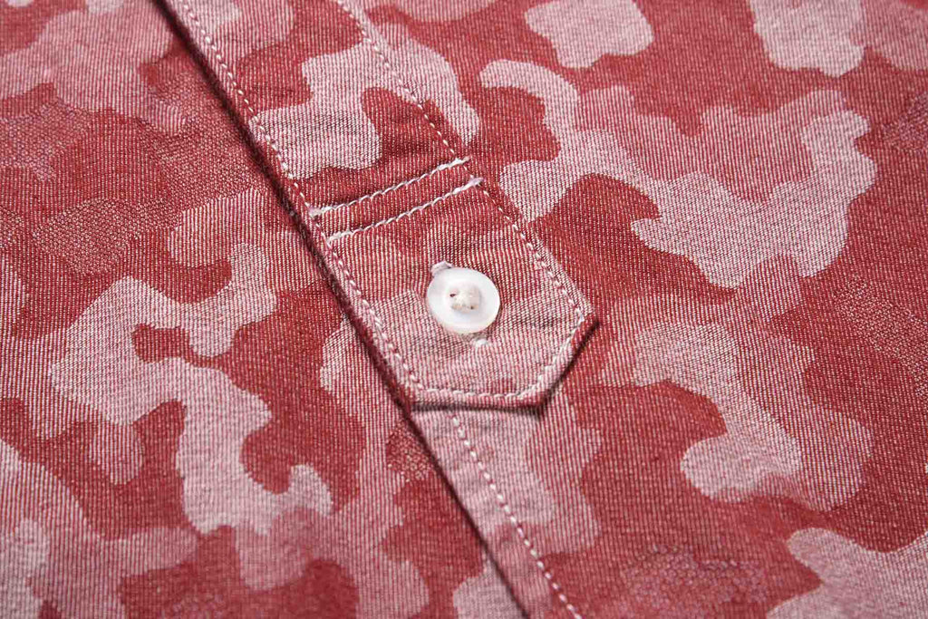 Yarn Dyed Red Camouflage Long Sleeve Worker Shirt