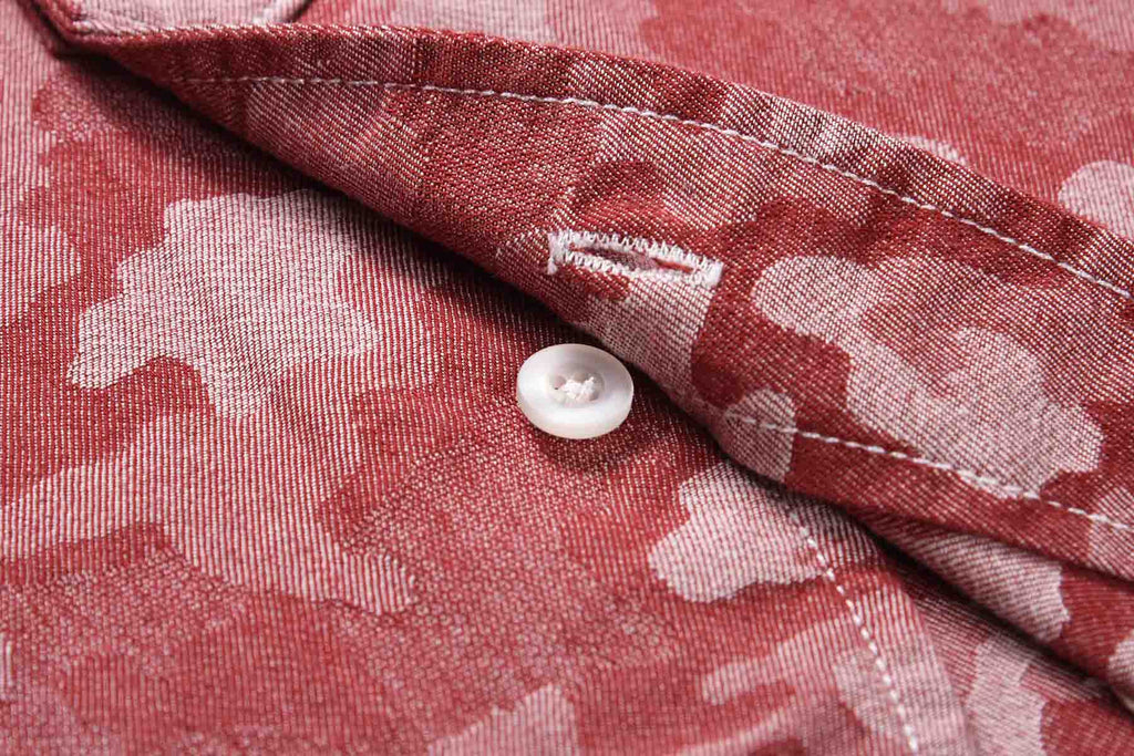 Yarn Dyed Red Camouflage Long Sleeve Worker Shirt