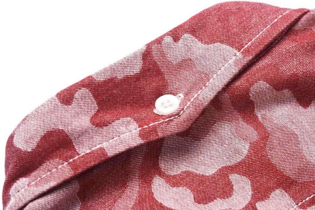 Yarn Dyed Red Camouflage Long Sleeve Worker Shirt