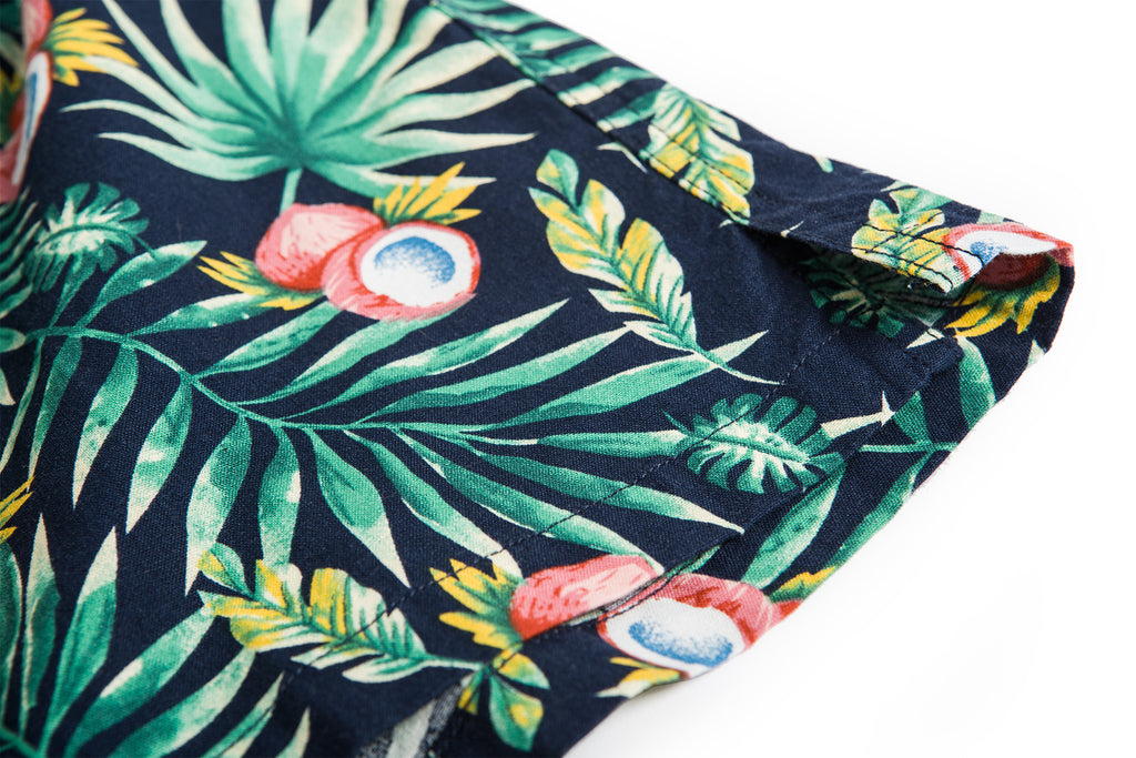 Tropical Print Hawaii Shirt - Black