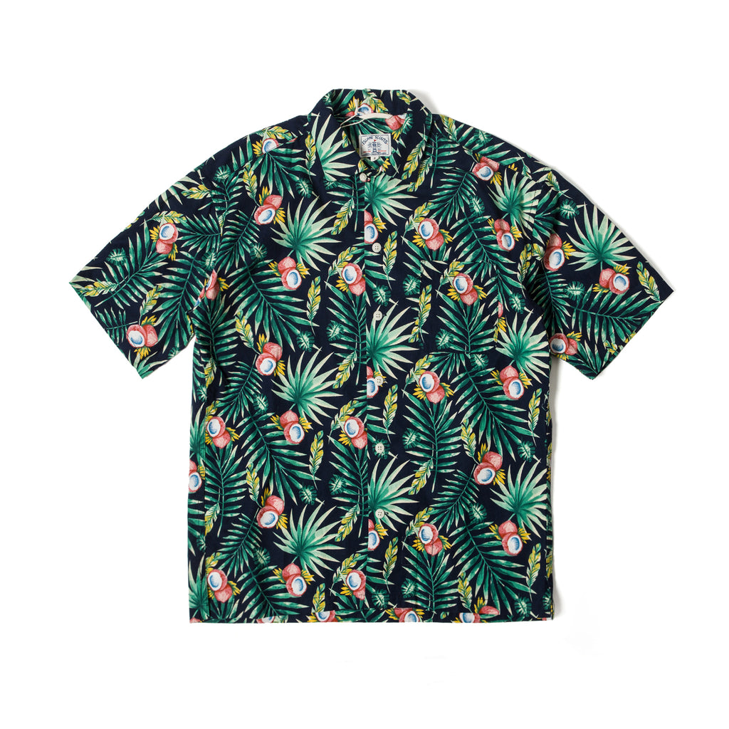 Tropical Print Hawaii Shirt - Black