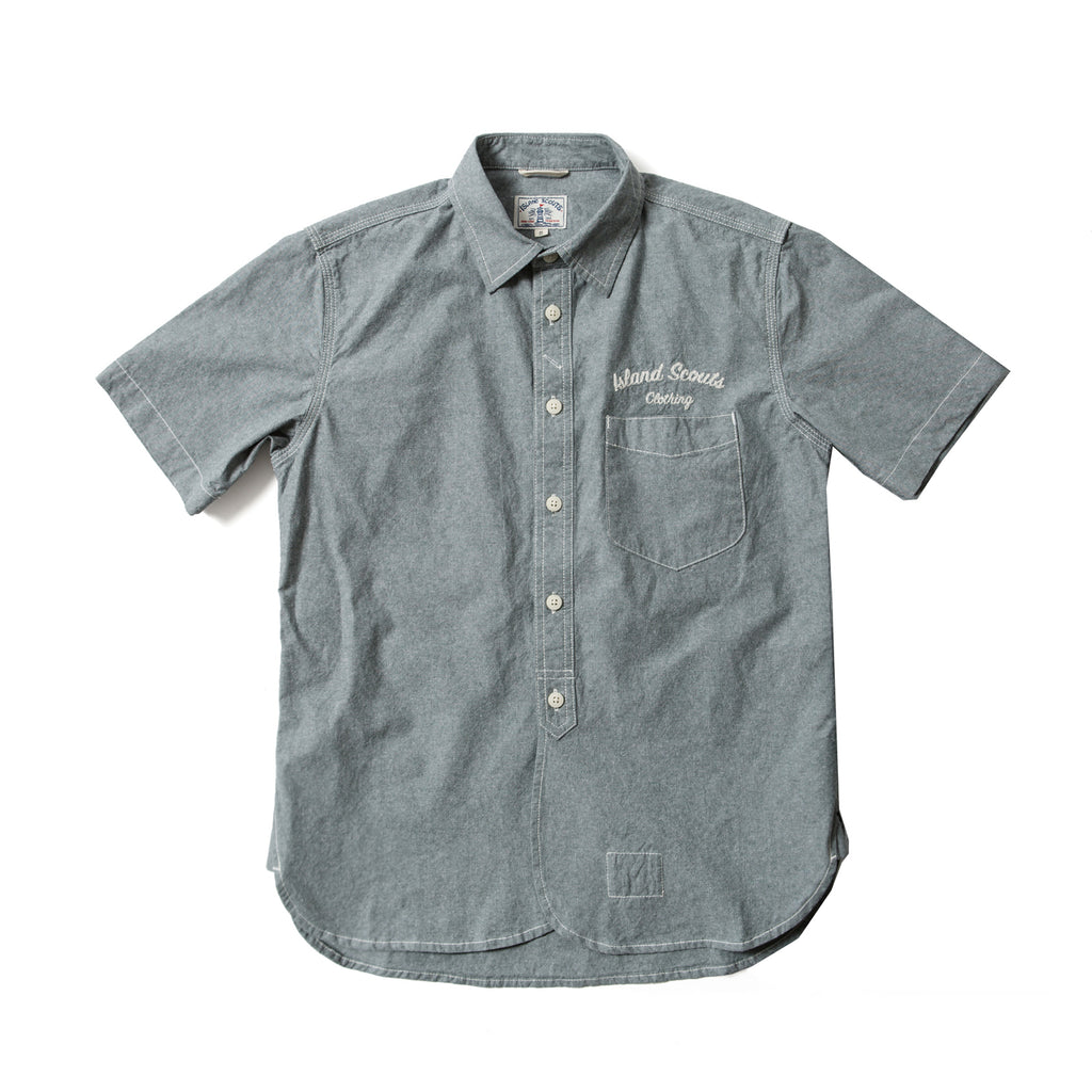 Japanese Chambray Embroidery Shirt - Green