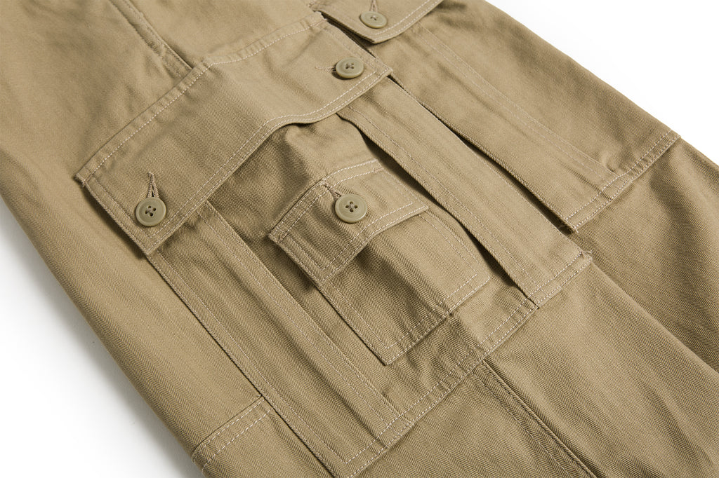 Cotton Herringbone Work Pants - Brown