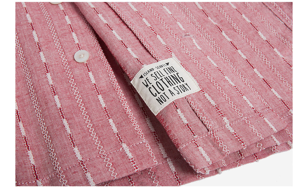Cotton Mixed Linen Jacquard Stripes Palaka Shirt - Blue