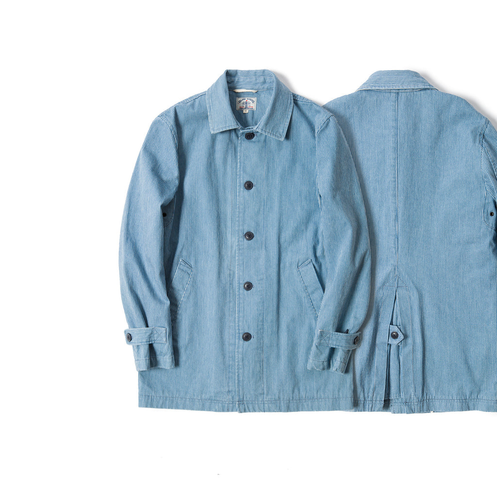 Old Textile Yarn Dyed Indigo Stripes Jacket - Dark Blue Stripes