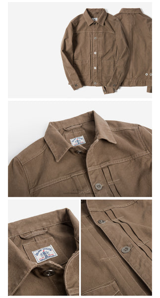 Old Textile Cotton Canvas 1960 Trucker Jacket In Brown – Island