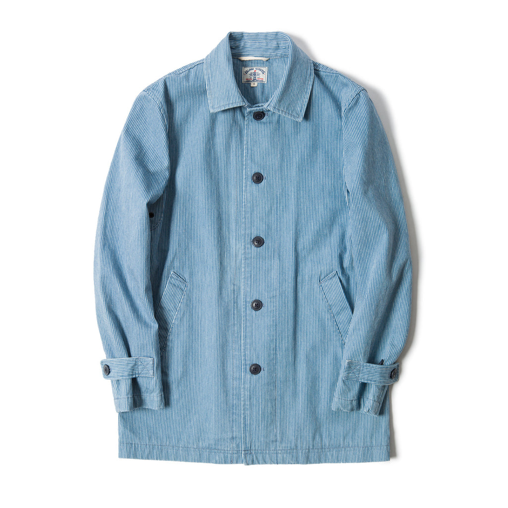 Old Textile Yarn Dyed Indigo Stripes Jacket - Dark Blue Stripes