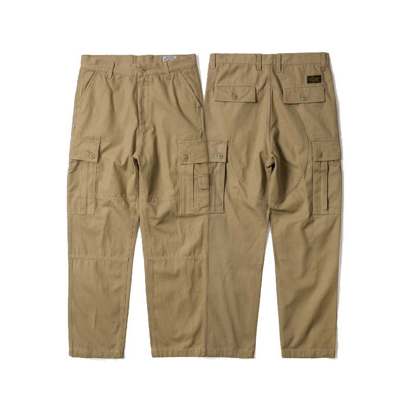 Cotton Herringbone Work Pants - Brown
