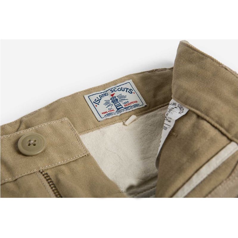 Cotton Herringbone Work Pants - Brown
