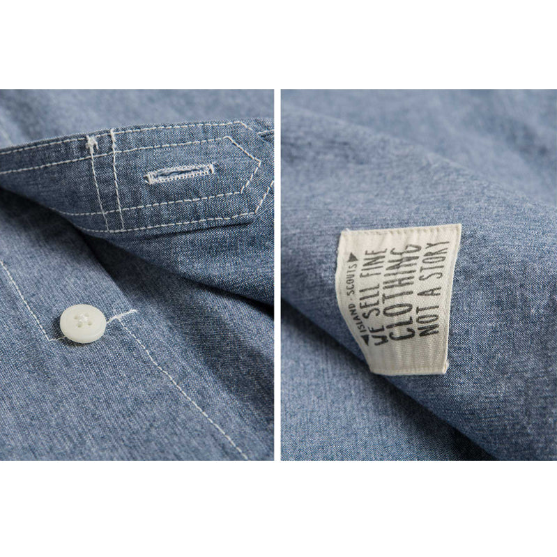 Japanese Chambray Embroidery Shirt - Green