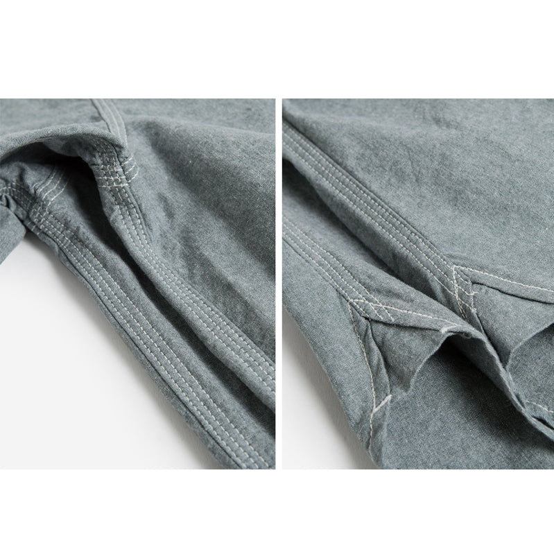Japanese Chambray Embroidery Shirt - Green
