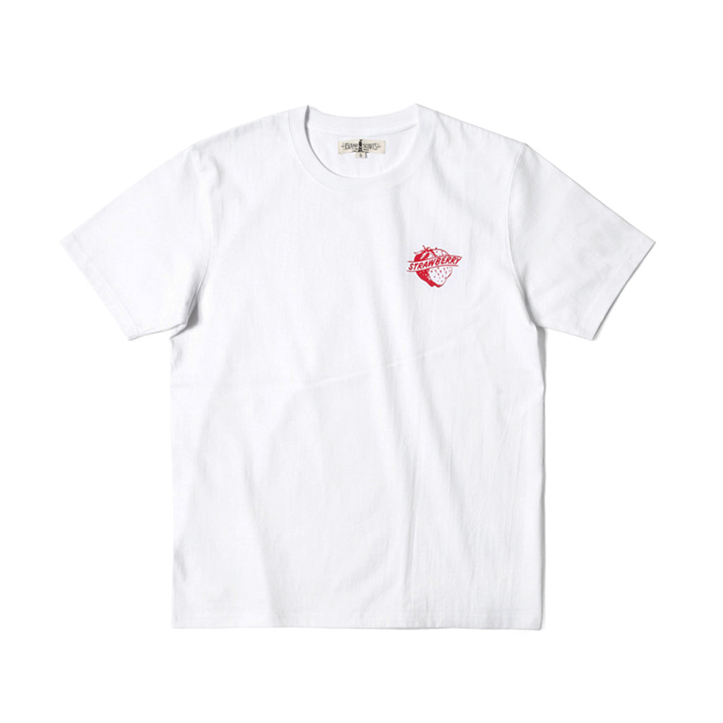 280g Cotton Tubular Tee With Strawberry Print in White