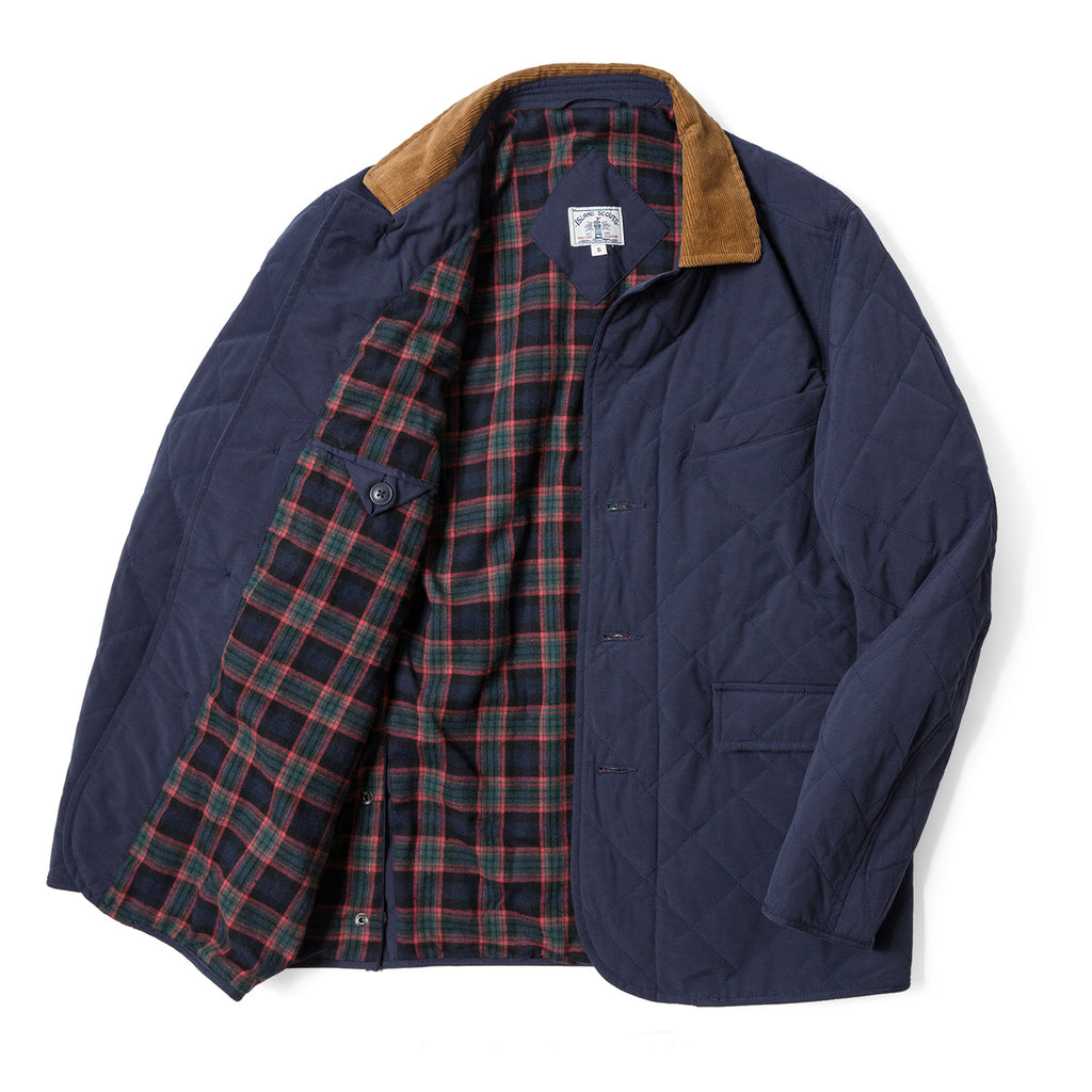 Water Repellent Quilted Blazer Jacket - Navy