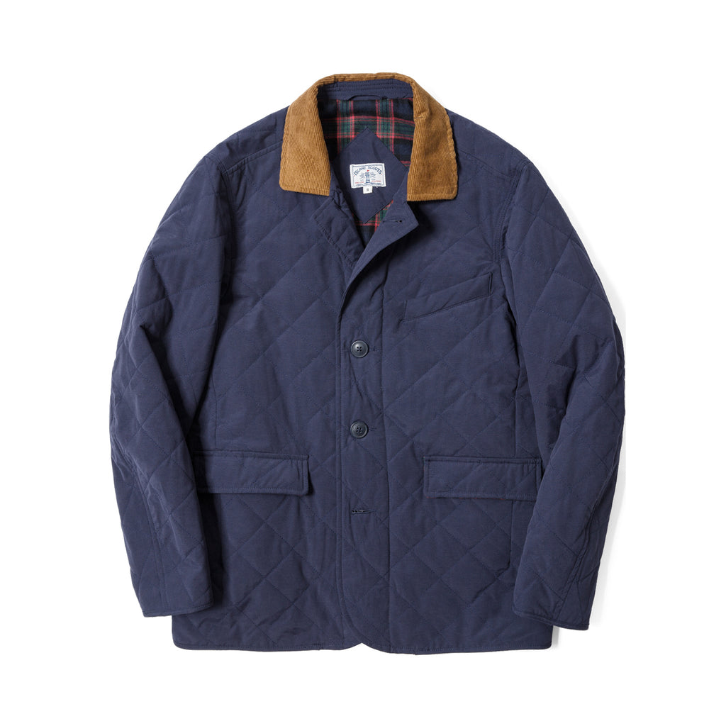 Water Repellent Quilted Blazer Jacket - Navy