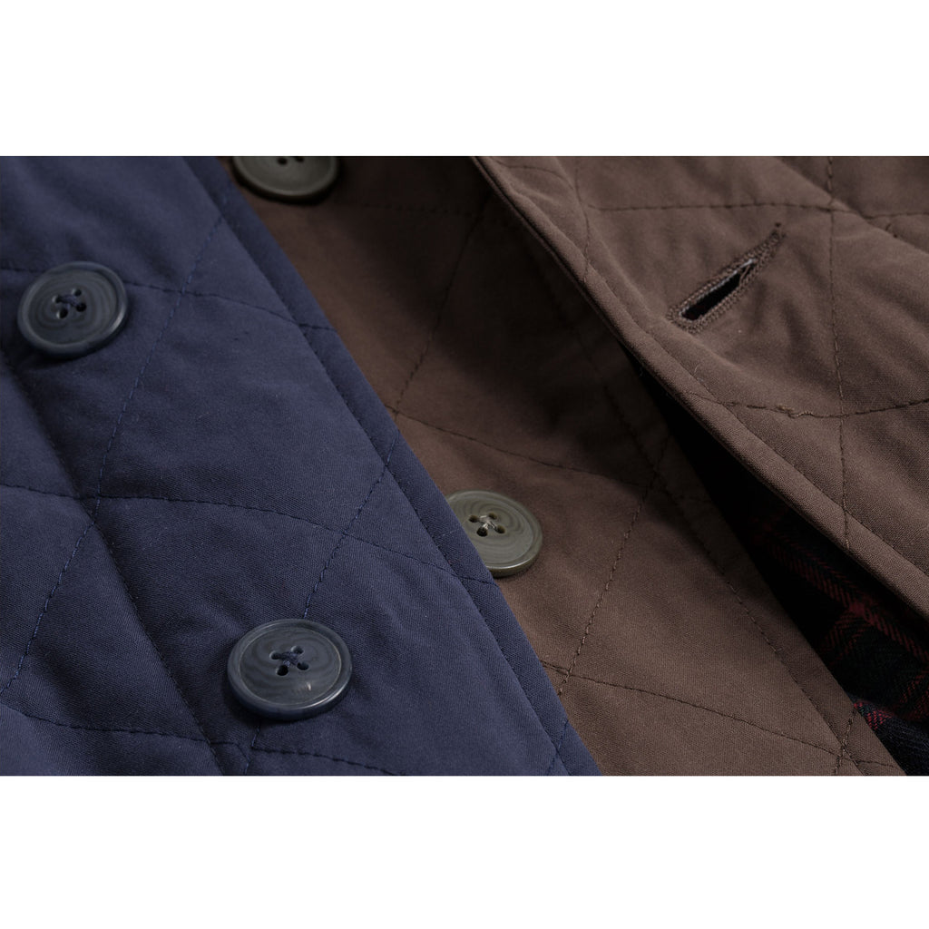 Water Repellent Quilted Blazer Jacket - Navy