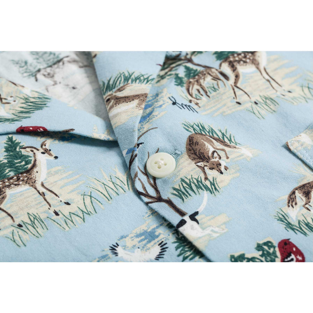 Forest Print Hawaii Shirt - Ocean Blue