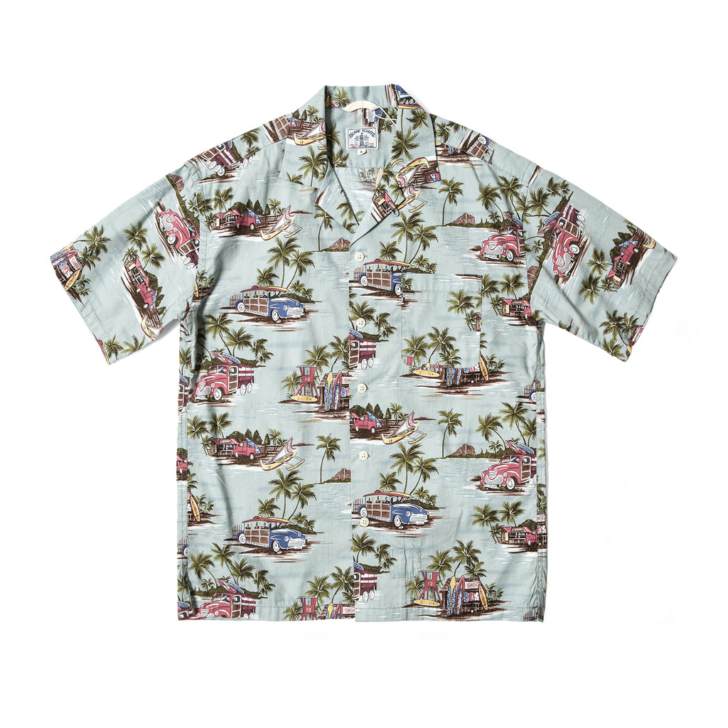 Beach Print Hawaii Shirt  -Blue