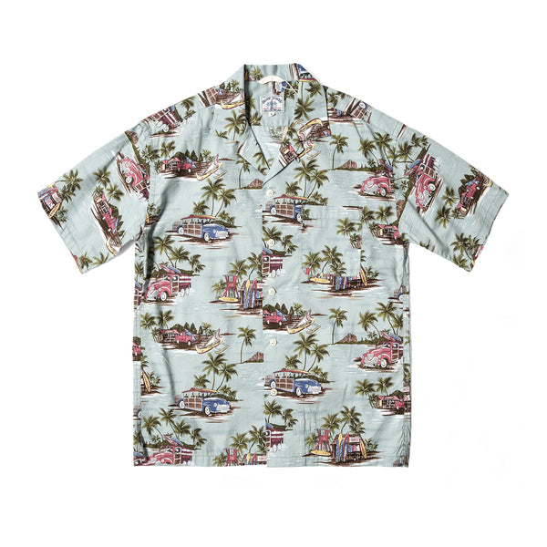 Beach Print Hawaii Shirt  -Blue