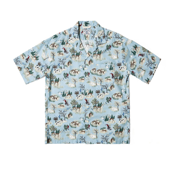 Forest Print Hawaii Shirt  - Ocean Blue