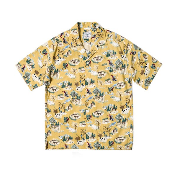 Forest Print Hawaii Shirt  - yellow