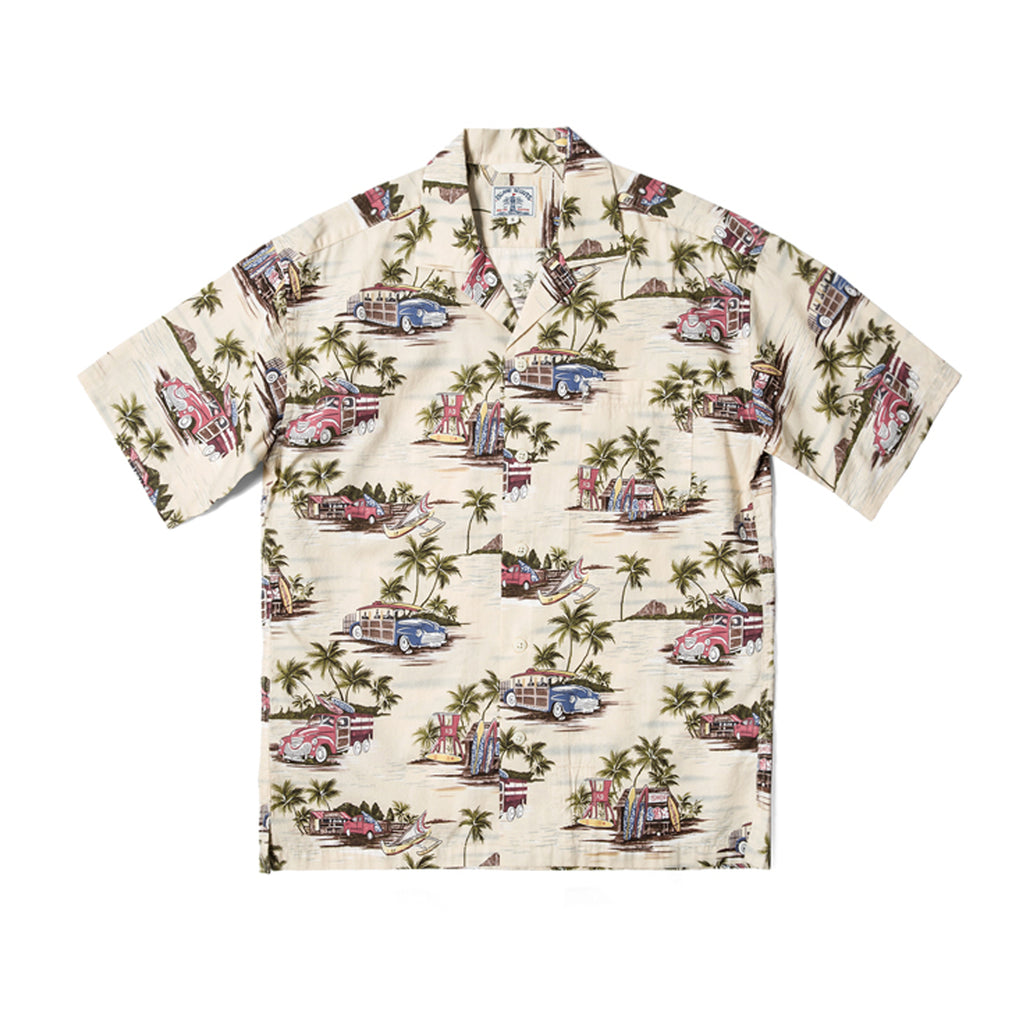 Beach Print Hawaii Shirt  -Beige