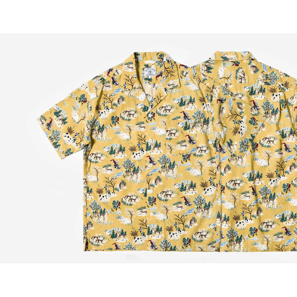 Forest Print Hawaii Shirt  - yellow