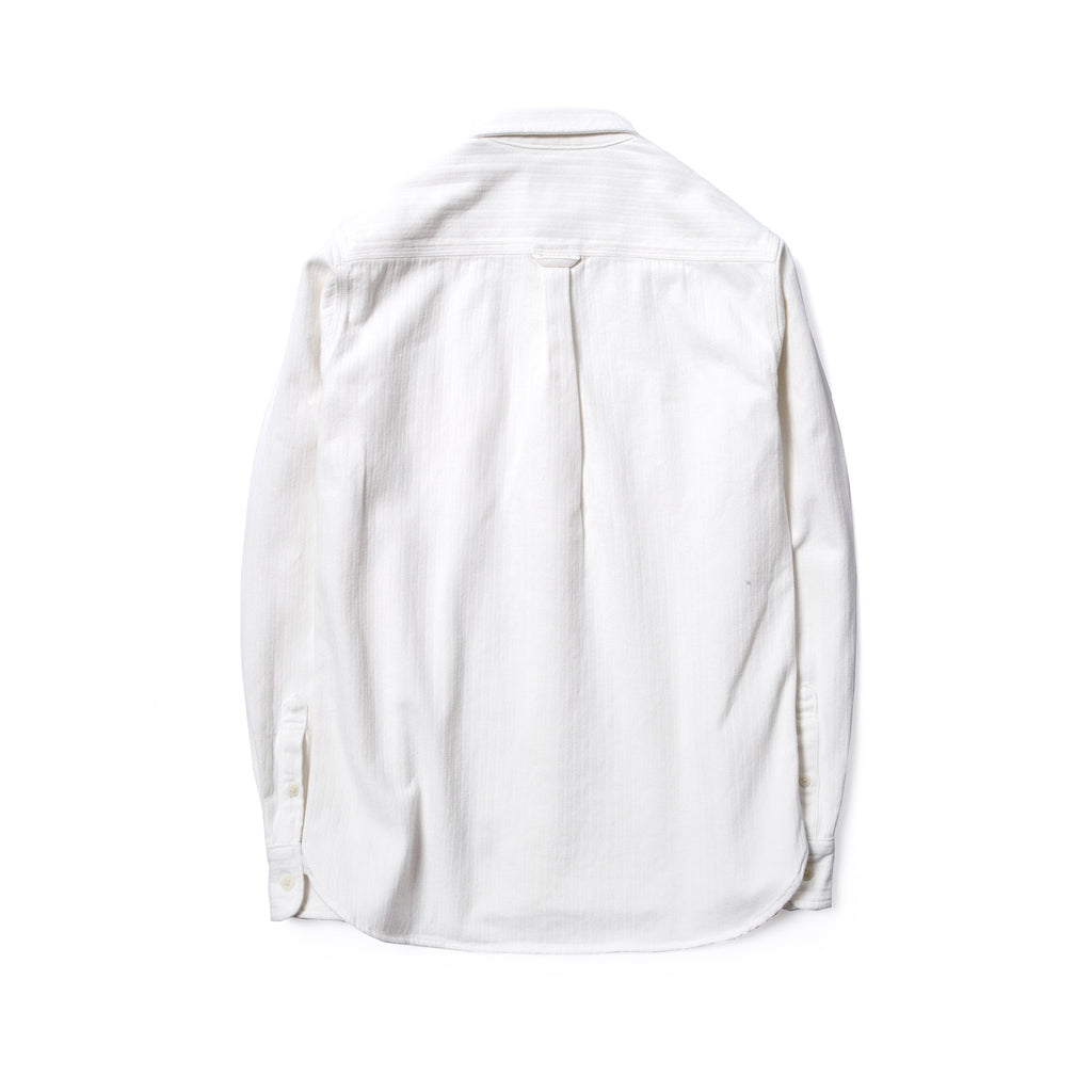Vintage Cotton Herringbone Worker Shirt in White