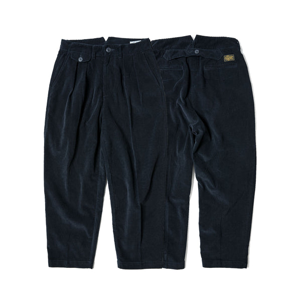 60s Cotton Corduroy Ankle Fit Work Pants - Navy