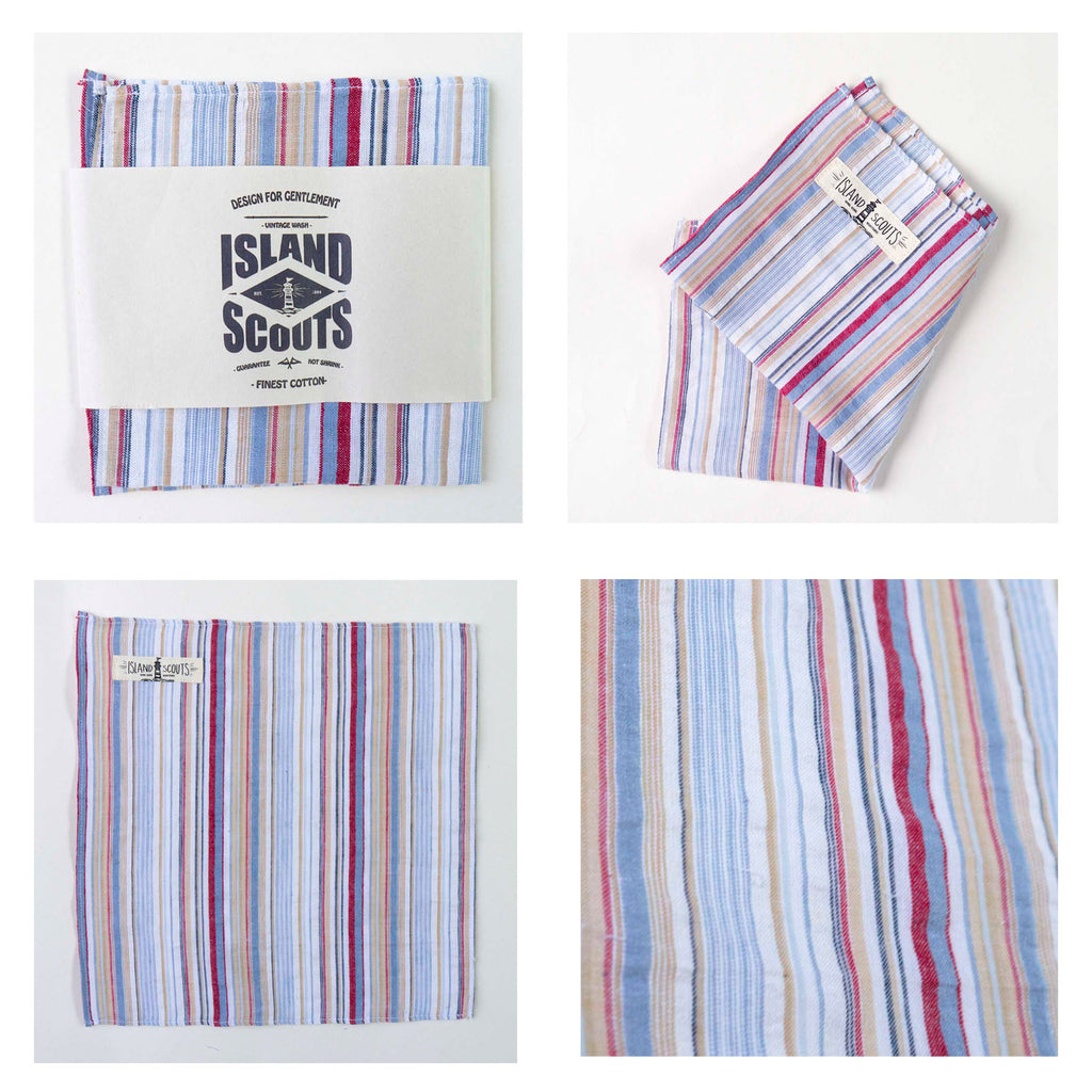 Pocket Square - Rainbows Stripes Cotton Linen
