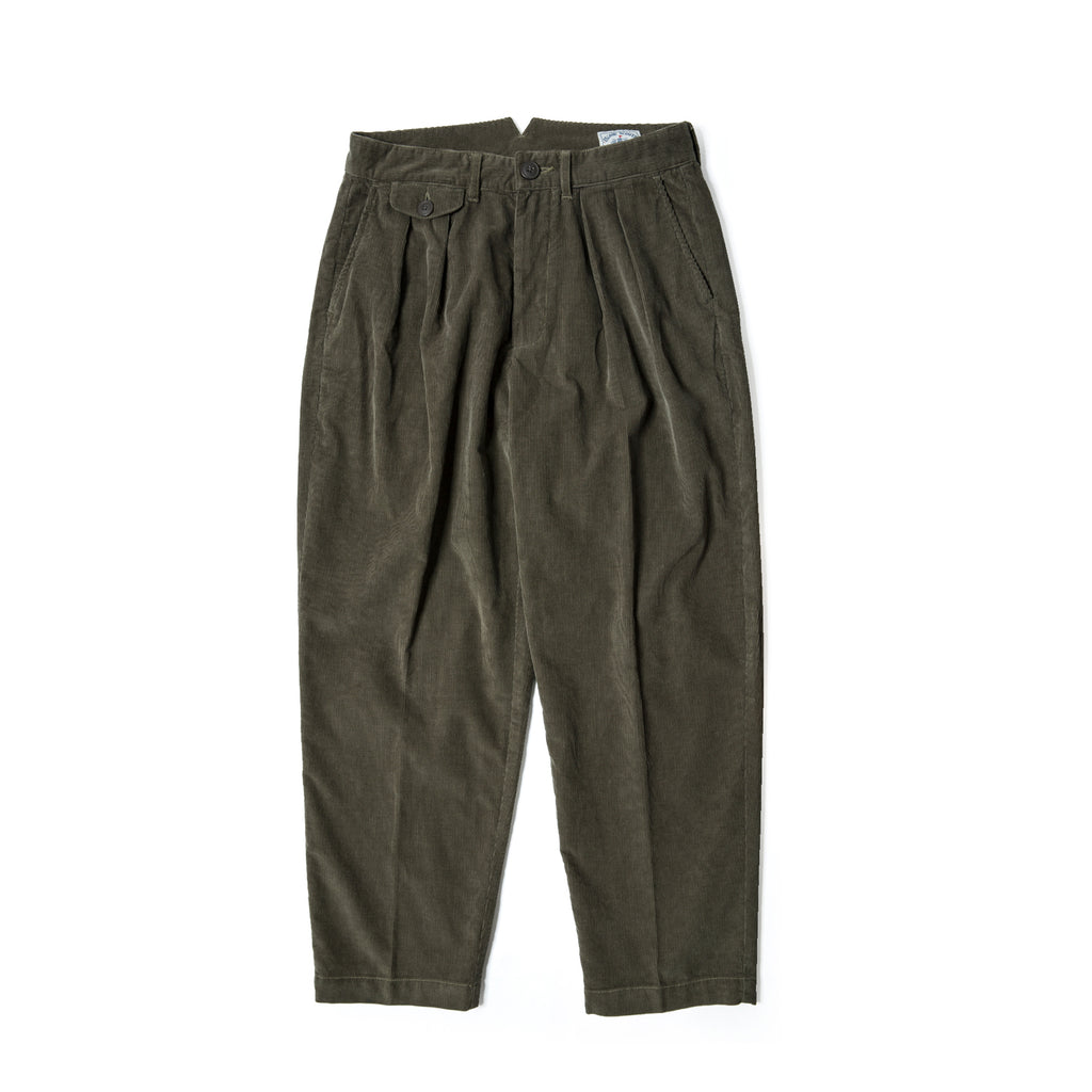 60s Cotton Corduroy Ankle Fit Work Pants - Olive