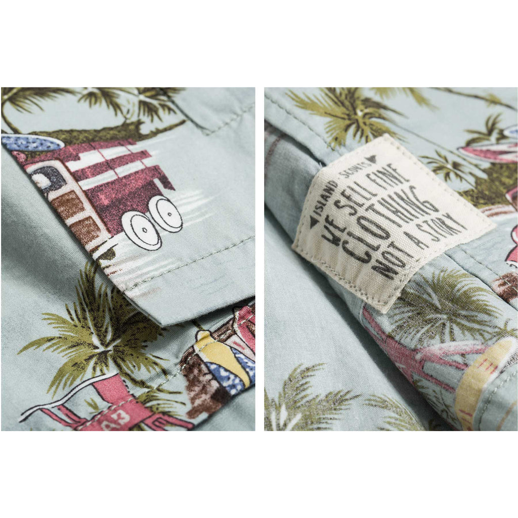 Beach Print Hawaii Shirt  -Blue