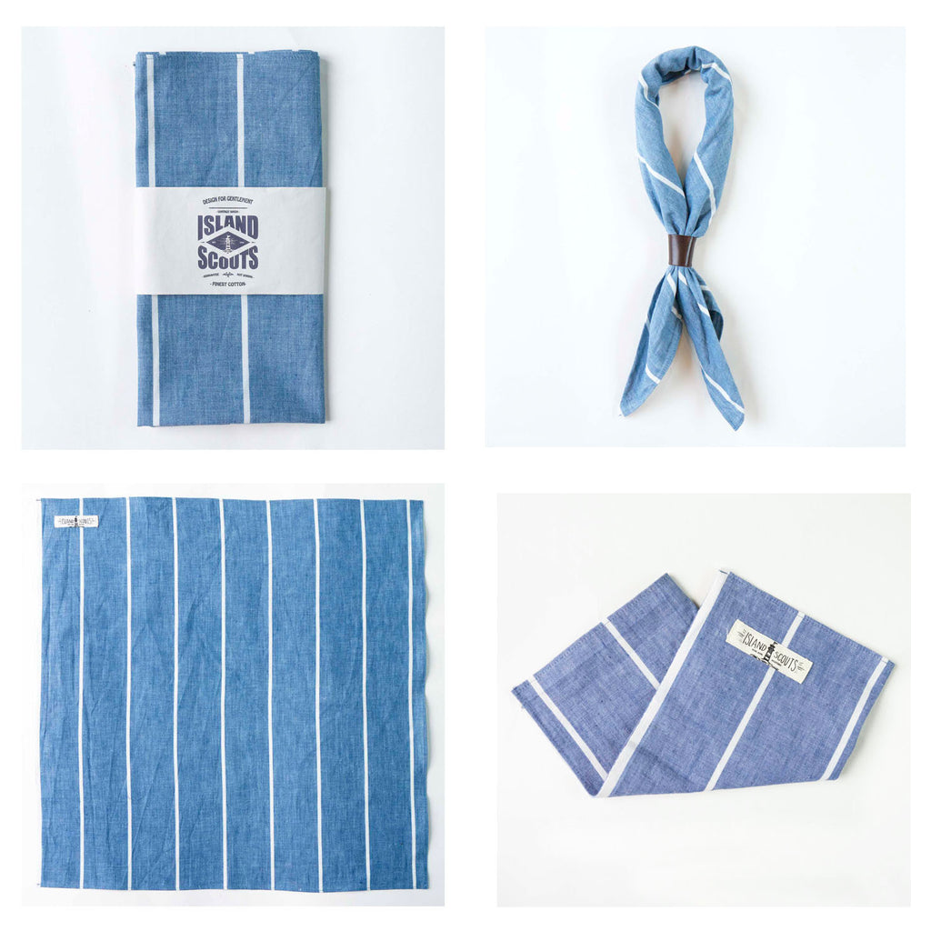 Scouts Bandana - Indigo Chambray Stripes