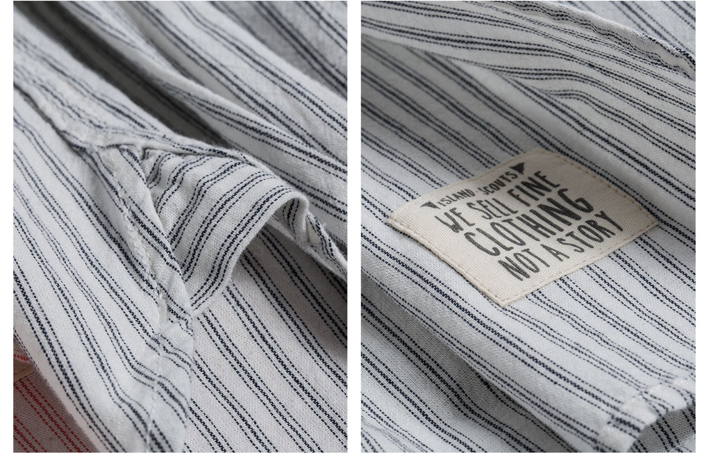 60s Old Textile Cotton Stripes Worker Shirt in Blue Stripes