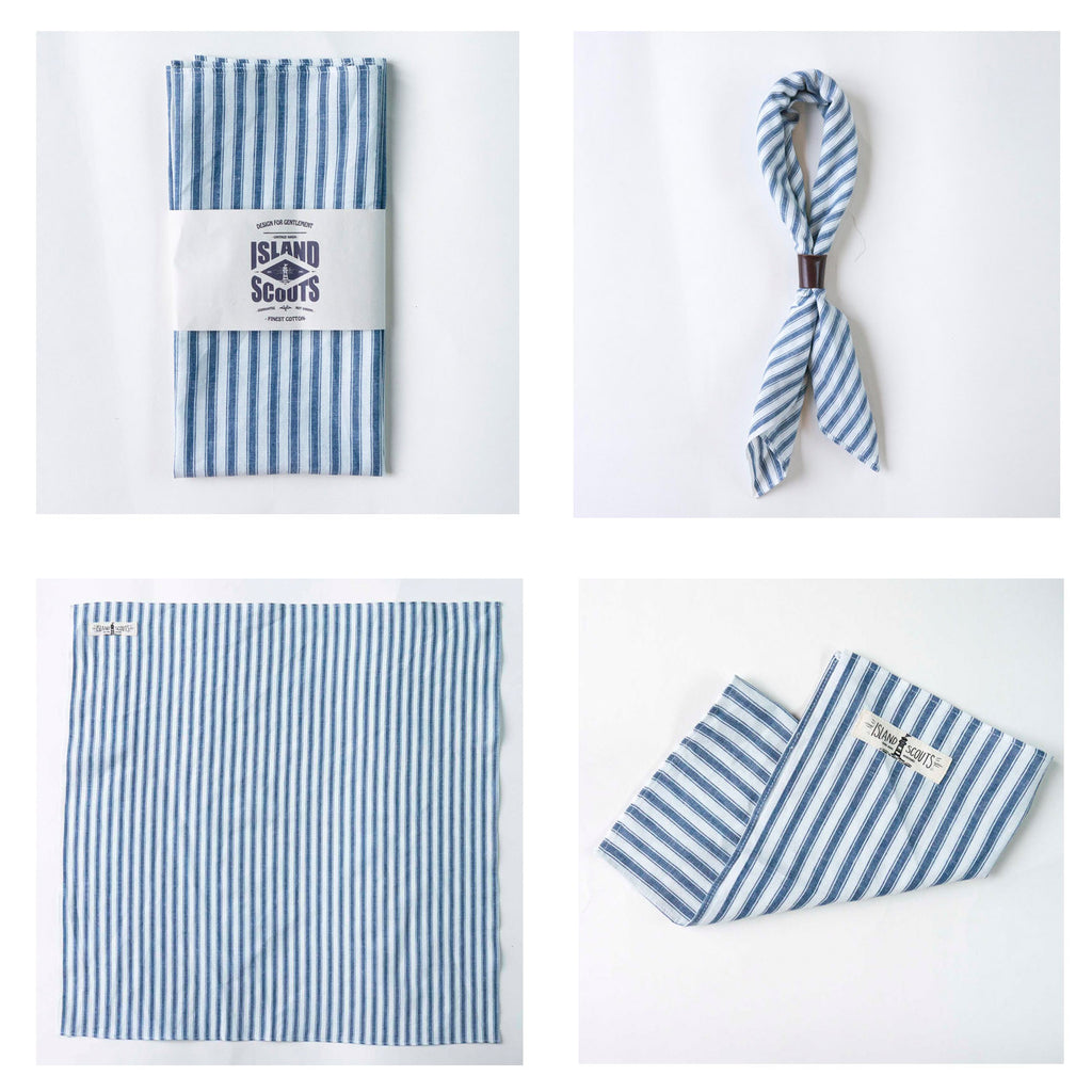 Scouts Bandana - Blue/White Oxford Stripes