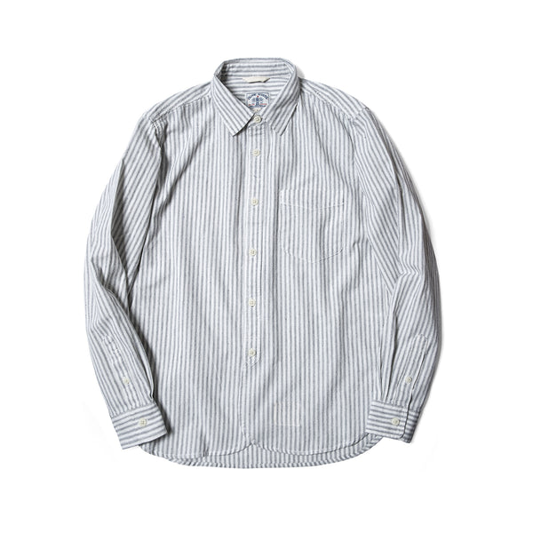 60s Old Textile Cotton Stripes Worker Shirt in Blue Stripes