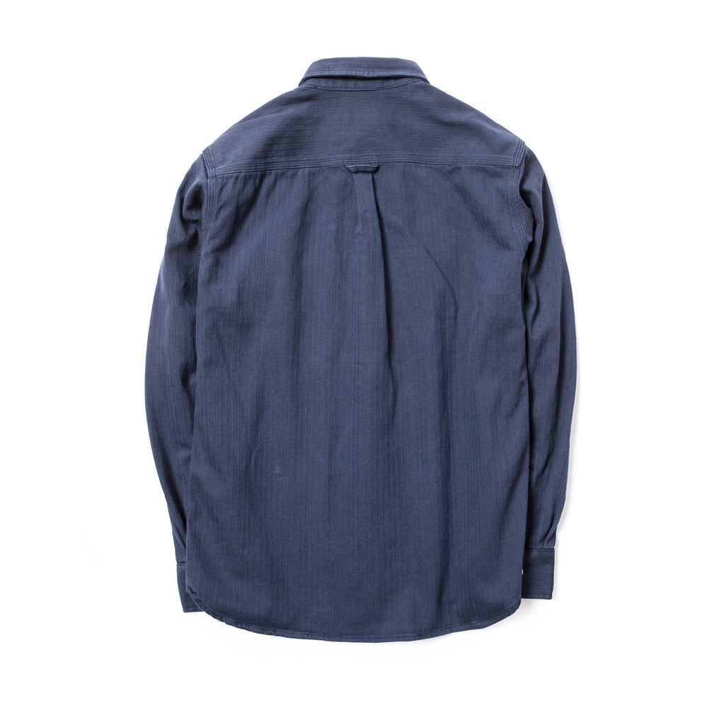 Vintage Cotton Herringbone Worker Shirt in Navy