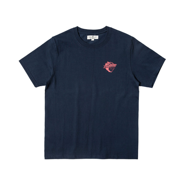 280g Cotton Tubular Tee With Strawberry Print in Navy