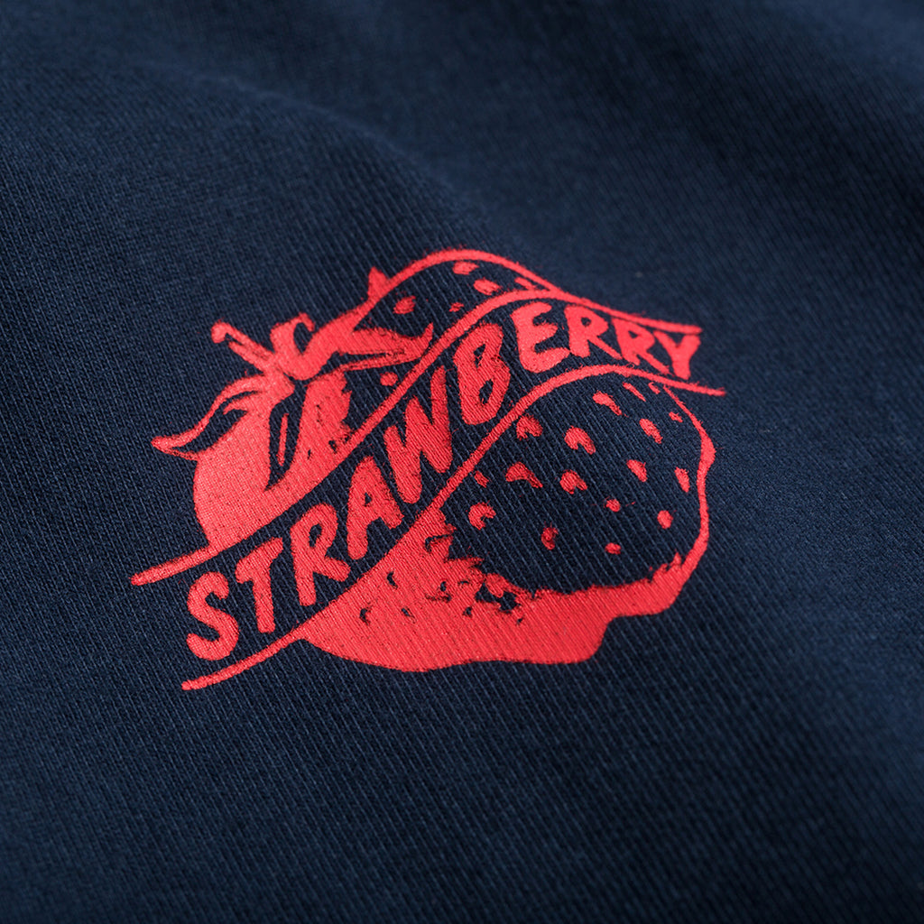 280g Cotton Tubular Tee With Strawberry Print in Navy
